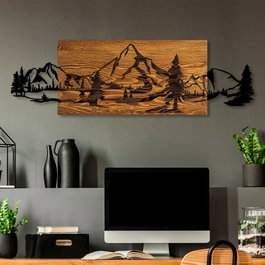 Wallity Mountain Range Escultura de Pared en Nogal y Negro